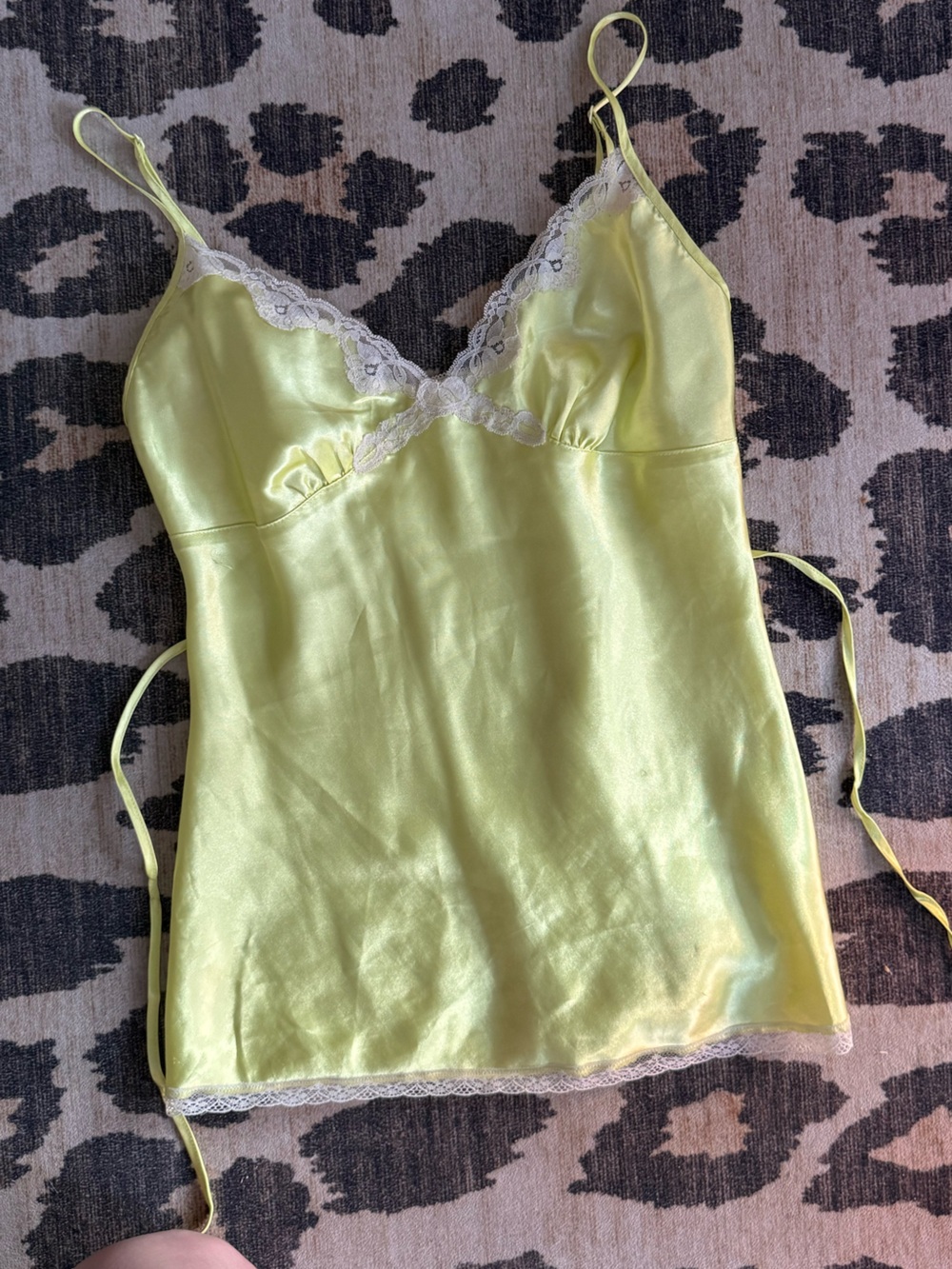 Silky Lace-Trim Chemise Slip - Lemon Yellow